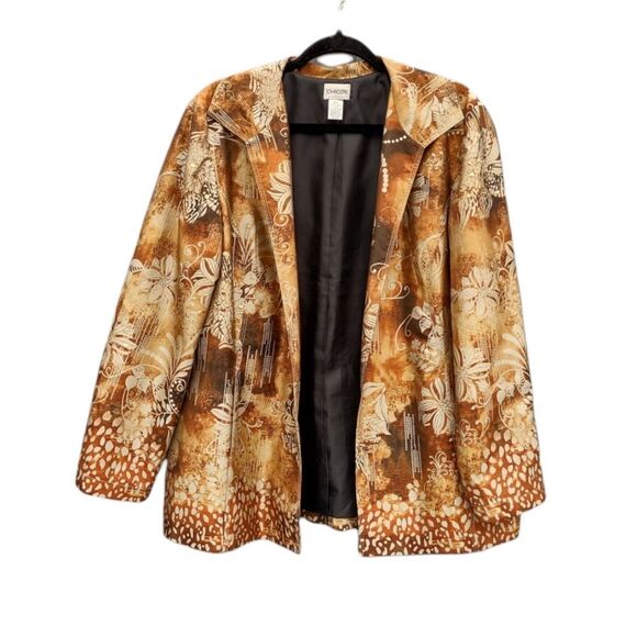 Chico's Silk Blend Animal Print Blazer Large - Picture 1 of 15